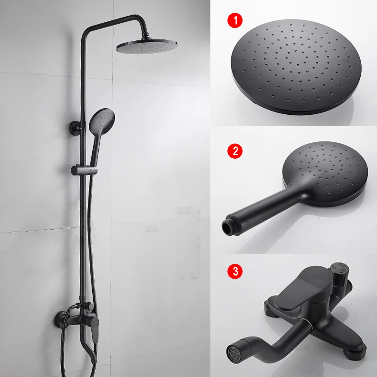 

Brass black Shower set Multifunctional Thermostatic Shower Frosted Bathroom Faucets Bath Mixer Shower system