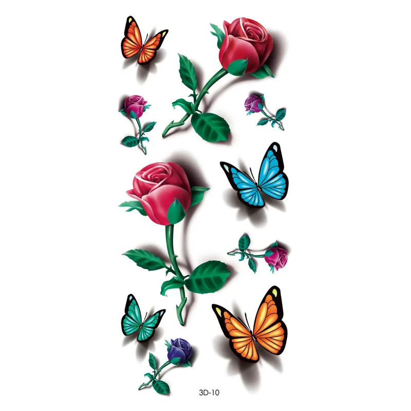 Водостойкие цветные 3d-тату-наклейки бабочки цветы плечи украшения для боди-арта