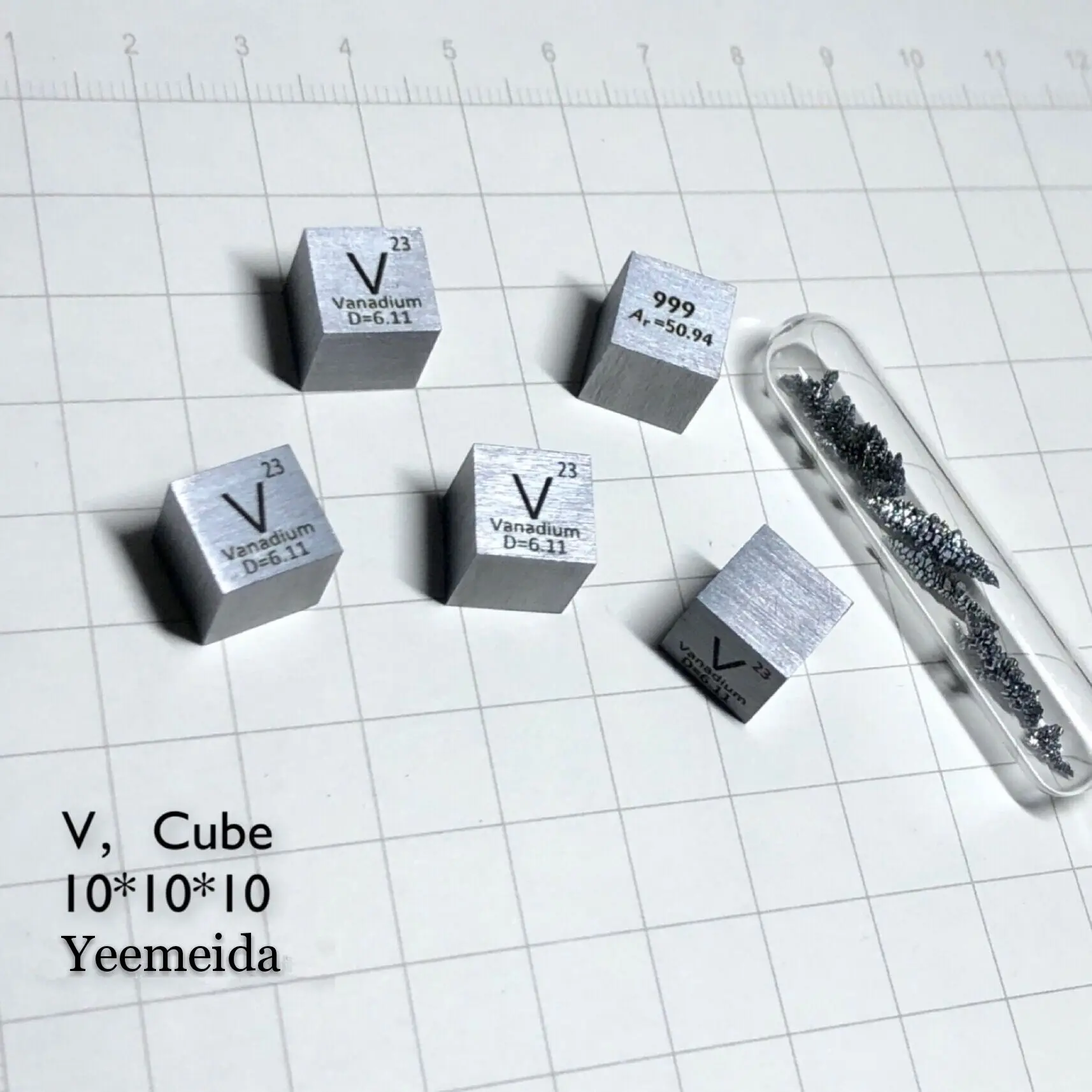 

Free shipping Vanadium V Metal 10mm Density Cube 99.9% Pure for Element Collection