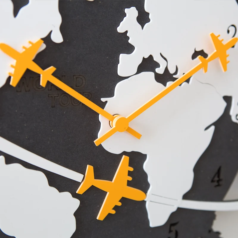 

Large Cartoon Wall Clock Wood Nordic World Map Creative Modern Design Wall Watch Living Room Horloge Murale Silent Clocks