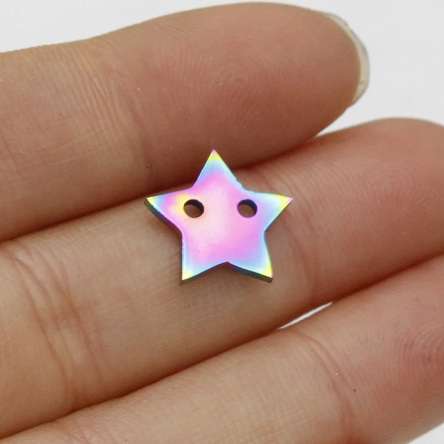 Rainbow color 5 шт./лот DIY нержавеющая сталь двойное отверстие пятиконечная звезда кулон зеркальная полировка Разъем Шарм фурнитура ювелирные аксессуары - Цвет: Rainbow color