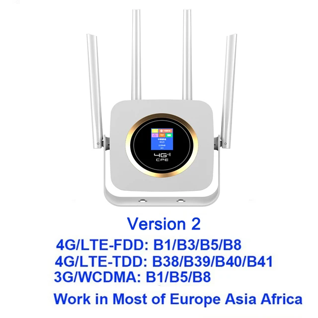 TianJie 4G Lte роутер Sim CPE 4G модем Мобильная точка доступа беспроводной Wifi широкополосный 4 Wifi антенна Ap Wi fi маршрутизатор вселенный шлюз - Цвет: Version 2