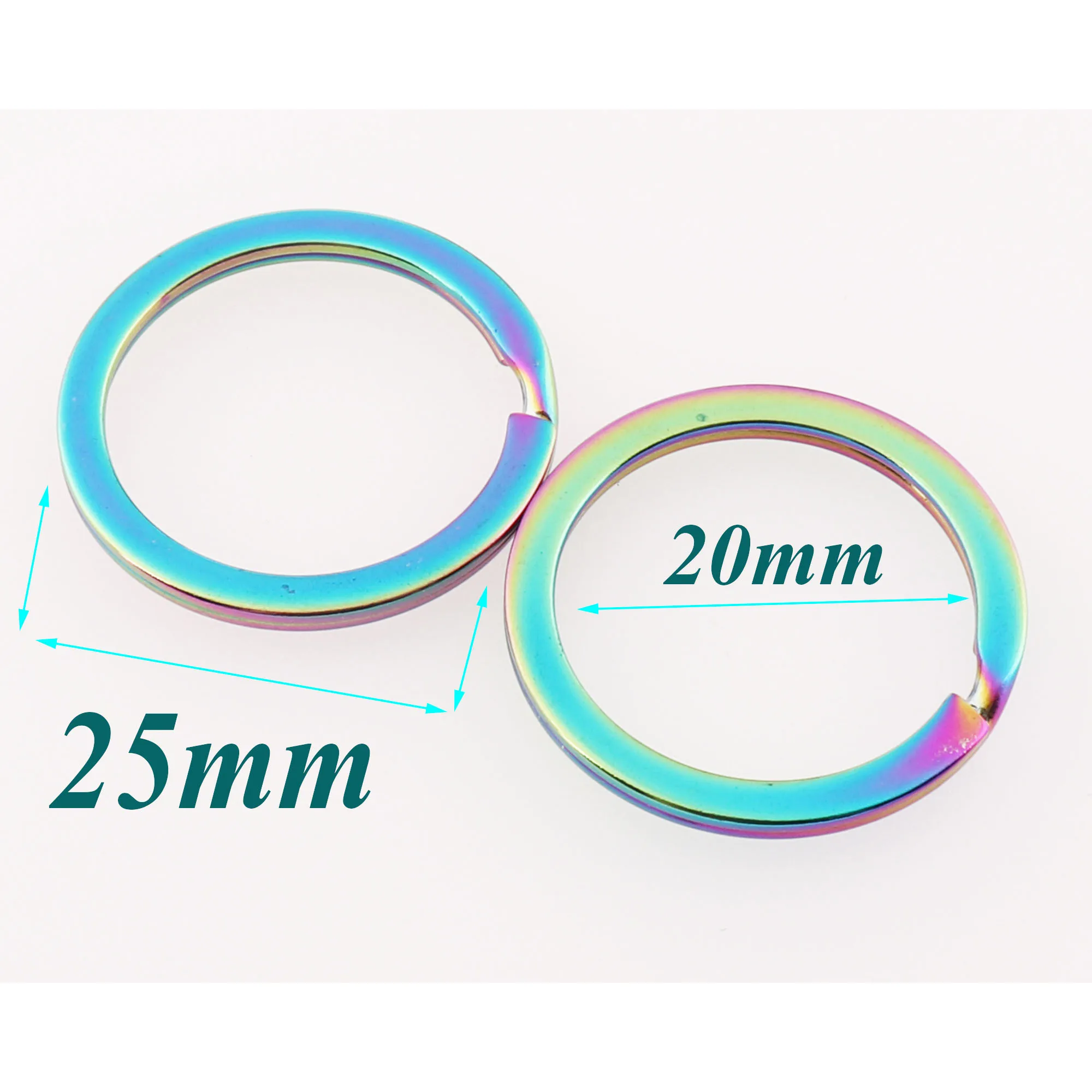 

20 PCS Rainbow Flat Split Rings Key Ring,25mm Jump Rings Chain Leather Key Ring,Key Rings Key Chain Key Ring Key Fob-1"