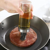 170300ml glass oil dispenser bottle with silicone brush high temperature basting bbq cooking baking pancake oil brushes