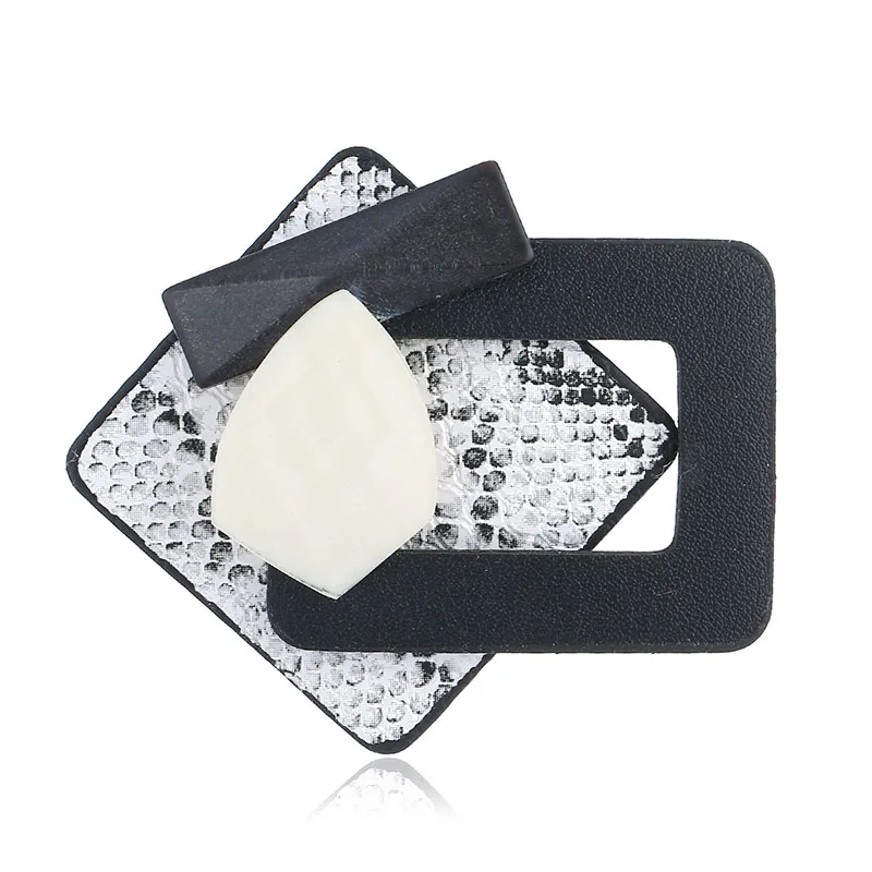 Женская большая акриловая брошь модная квадратная Геометрическая из кожи