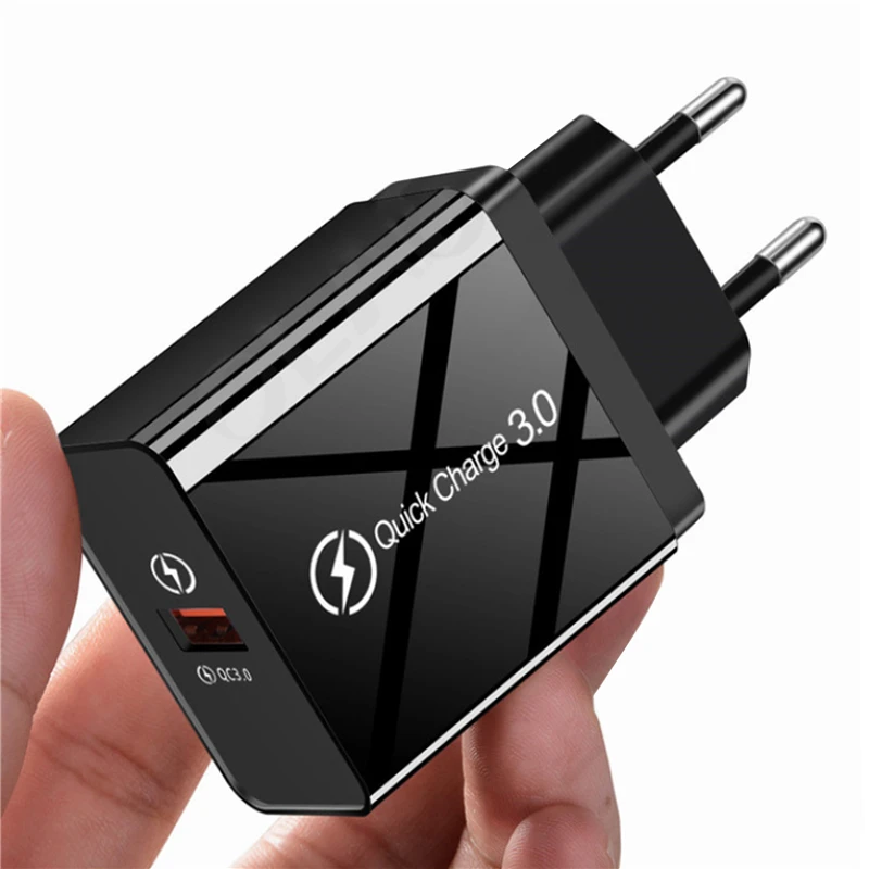 

100PCS/Lot 18W QC 3.0 Quick Charge 3.0 USB Charger 4.0 Fast Charger Portable Charging Mobile Phone12 Charger For iPhone Samsung