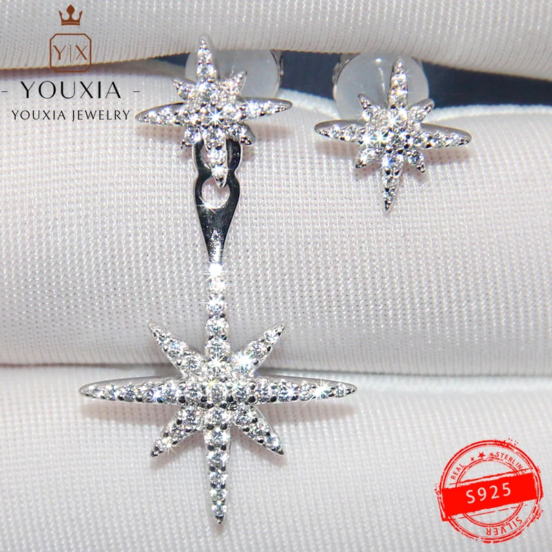 

925 Sterling Silver Six-pointed Star Star Earrings Simple And Light Luxury Women's Earrings Valentine Wedding Gift Free Shipping