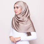 Шарф Атласный Женский, мягкий однотонный головной платок, мусульманская накидка, 90*90 см