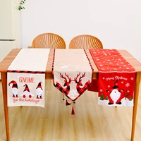 35180cm red table runner merry christma decoration santa elk linen printed table flag tablecloth placemat for home table runner