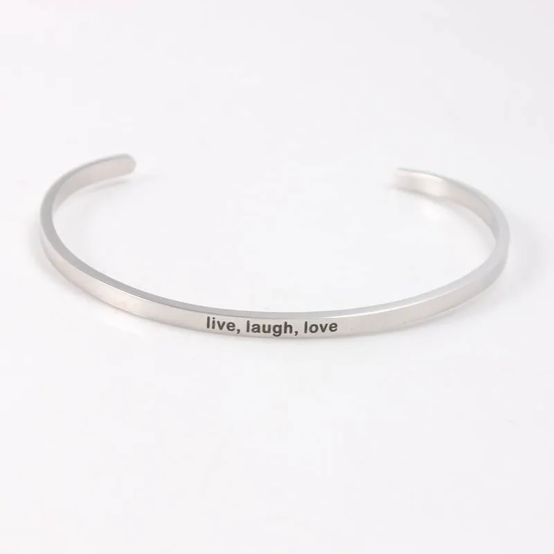 Нержавеющая сталь гравировка слов браслет с мантрой браслеты для Для женщин
