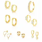 925 пробы серебряные серьги для женщин, золотые маленькие серьги-кольца, серьги для девушек, серьги с цирконами в виде змеи, звезды, глаз, A30