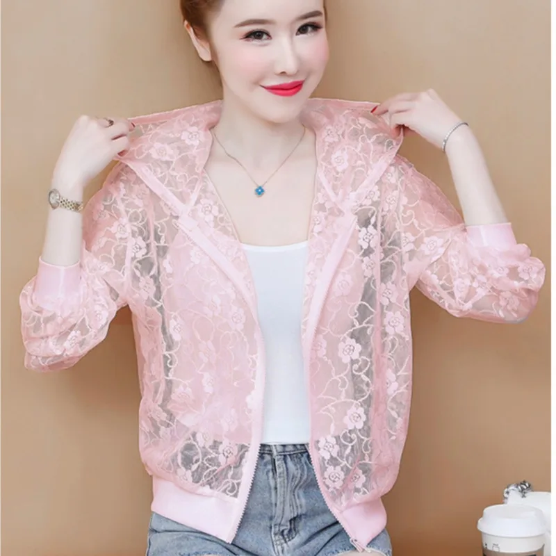 

#5347 белое Розовое Кружевное пальто, женская летняя пикантная короткая куртка, женская прозрачная одежда с вырезами, тонкая Солнцезащитная к...