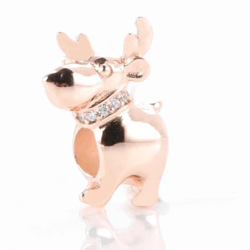

Amas S925 Sterling Silver Christmas Reindeer Happy Reindeer Charm Fit Original Bracelet Pendant Diy Jewelry Charms Gift