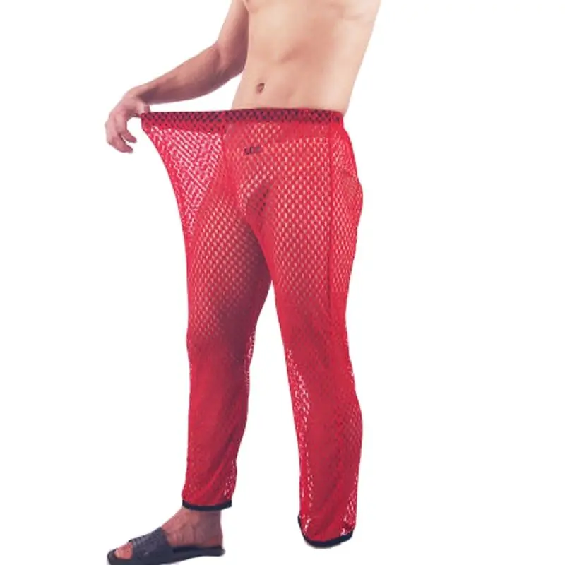 Мужские сетчатые штаны дышащее сексуальное прозрачное белье домашняя пижама