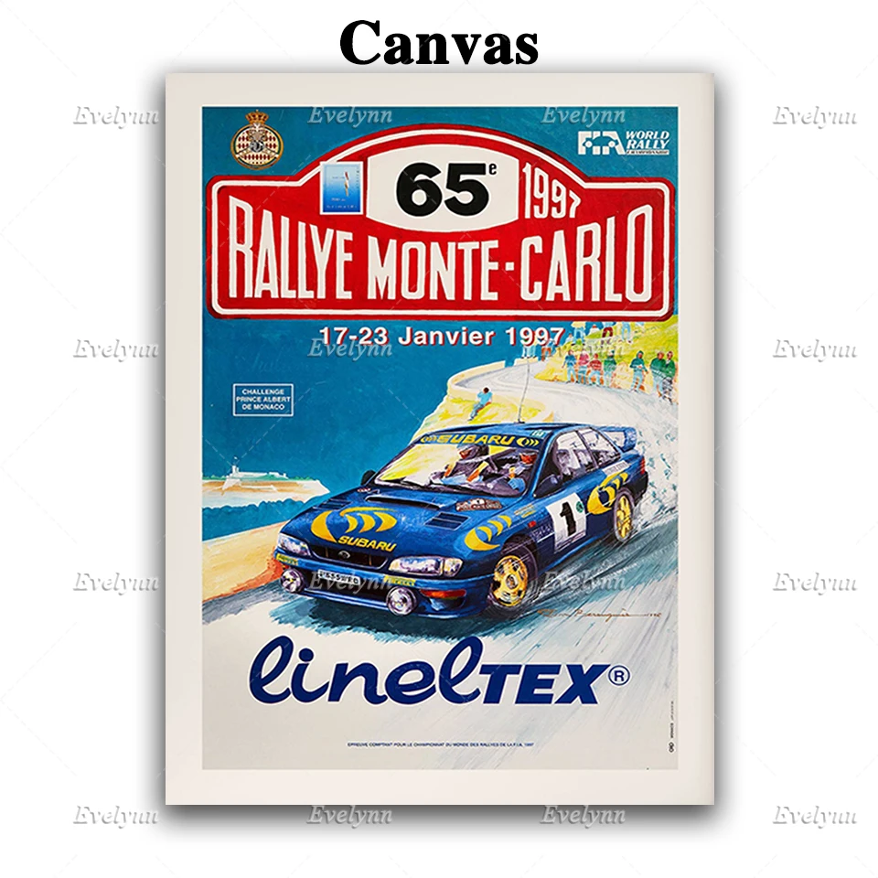 Винтажный спортивный Ралли Монте Карло Плакат 1997 /65 аттракцион Subaru/Автомобильные