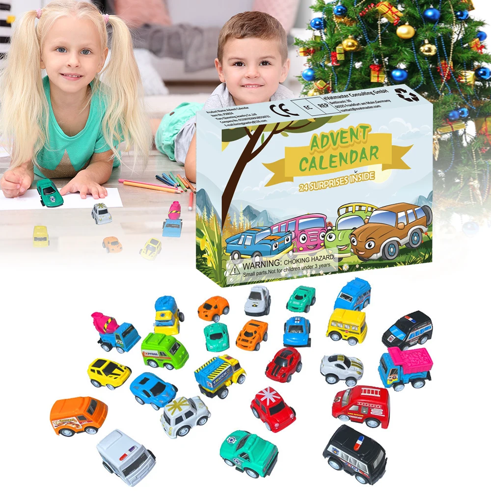 

Car Christmas Countdown Box Blind Box 24 Numbers Advent Clenadar Boy Xmas New Year Gift Mini Car Toys Cartoon Model