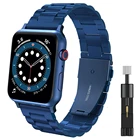 Ремешок из нержавеющей стали для iWatch 45 мм, металлический браслет для Apple Watch Series 7654321SE, 38 мм 40 мм 42 мм 44 мм, синий
