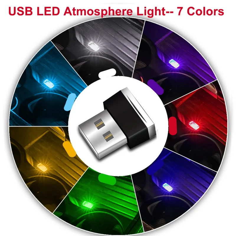 1 шт. мини светодиод машины светильник авто Интерьер USB атмосфера Plug and Play Декор