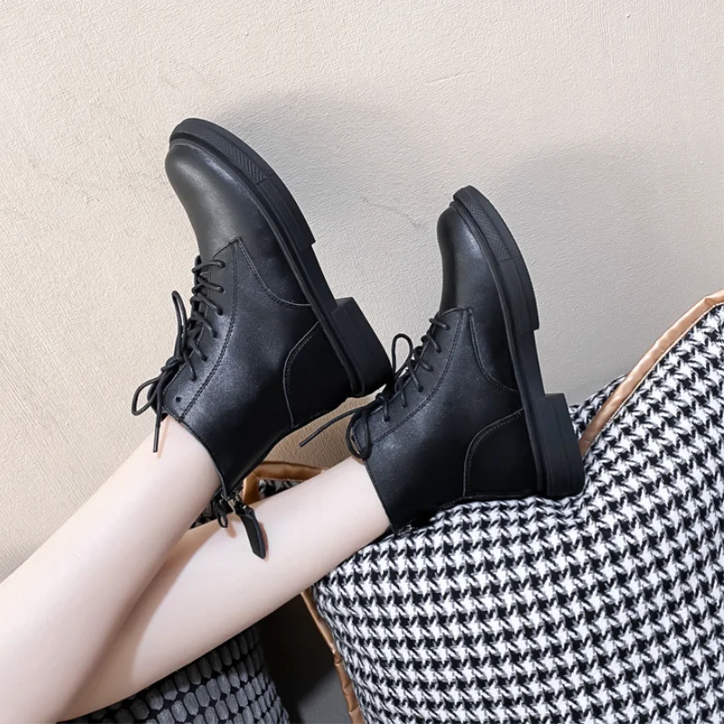

HKXN 2021 New Platform Martin Boots Fall/Winter Women's Lightweight Comfortable Platform Boots Fashion Zipper Ladies Shoes