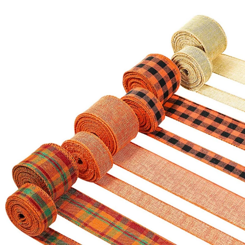 8 PCS Lattice Ribbon with Thread Packaging Craft Multi-Color Autumn Thanksgiving DIY Garland | Дом и сад