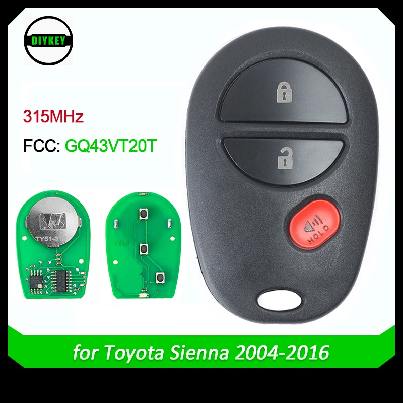 

Пульт дистанционного управления с тремя кнопками для Toyota Tundra 2007 2008 2009 2010 2011 FCC: GQ43VT20T