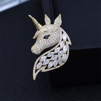 micro inlaid cubic zirconia micro inlaid unicorn brooches european and american style brand design animal brooch pin jewelry