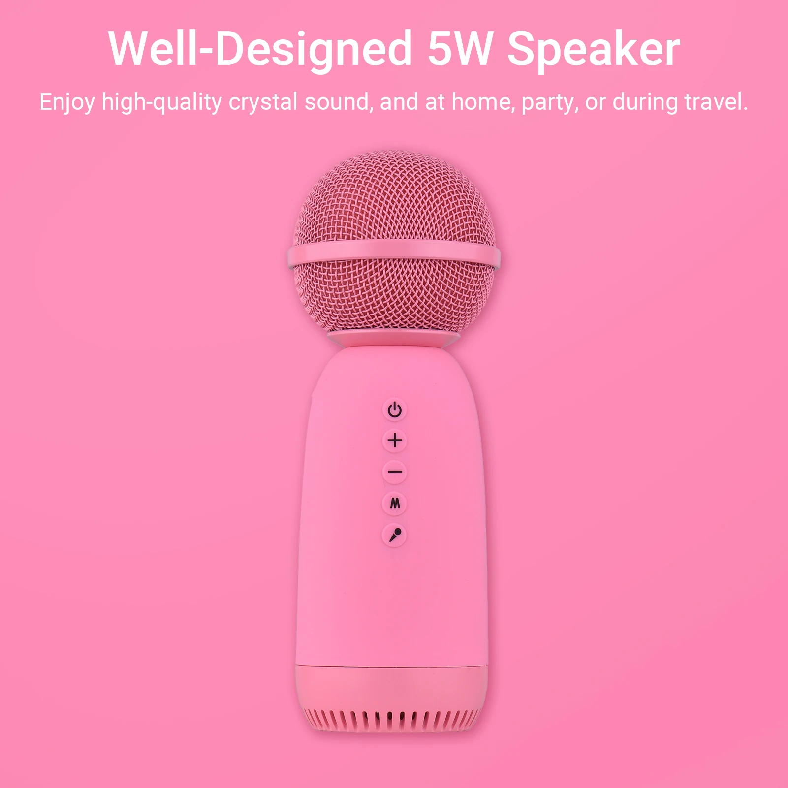

ammoon MC-001 Wireless BT Microphone Portable Smartphone Tablet Computer Handheld Built-in Speaker Compatible for Singing Stream