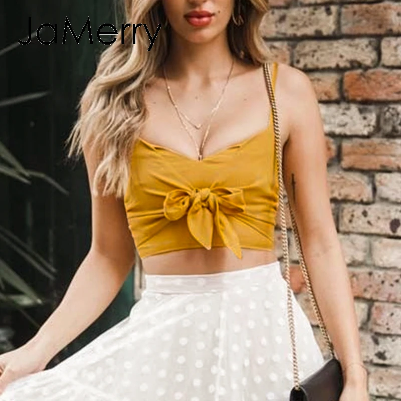 JaMerry сексуальные женские топы на бретельках с v образным вырезом элегантные