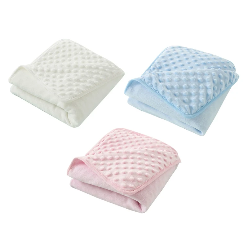 

Solid Soft Minky Baby Receiving Blanket Mink Dotted Double Layer Swaddle Wrap Bath Towel Bedding for Kids Newborn Boys Girls