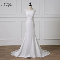 adln new real photos mermaid wedding dress cap sleeve sweep train lace bridal gown robe de mariee white bride dresses
