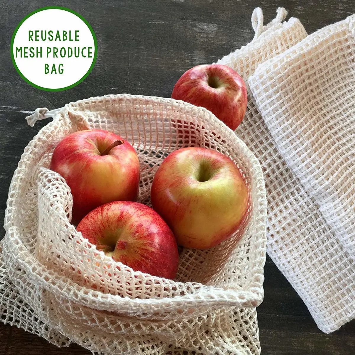 

Reusable Organic Cotton Produce Bags Biodegradable Drawstring Mesh Bag Eco-Friendly Shopping Storage Pouch for Fruit Vegetable