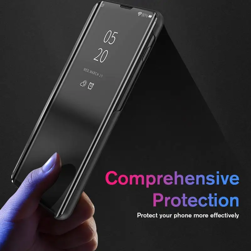 Умный зеркальный флип-чехол для телефона Samsung Galaxy S20 S10 S8 S9 Note 8 9 10 кожаный защитный