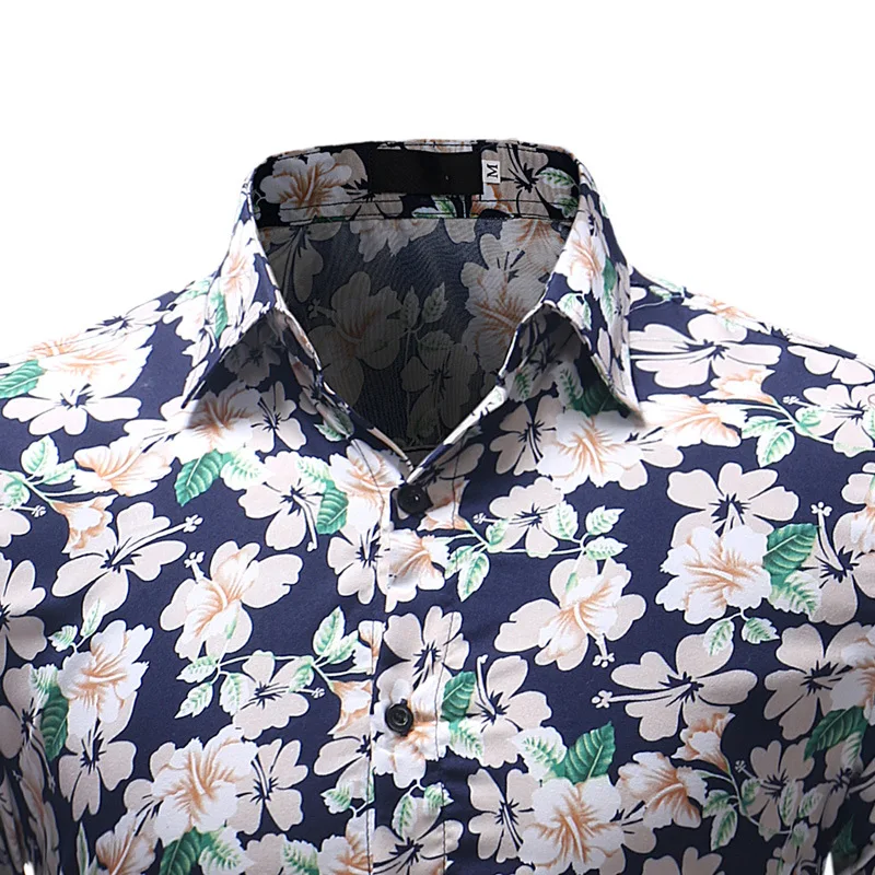 Весна 2019 новый стиль мужская рубашка с длинным рукавом и принтом модная