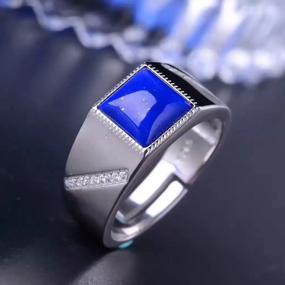 Мужское кольцо из серебра 925 пробы с лазуритом 8 х8 мм|men ring fashion|ring fashionring for |