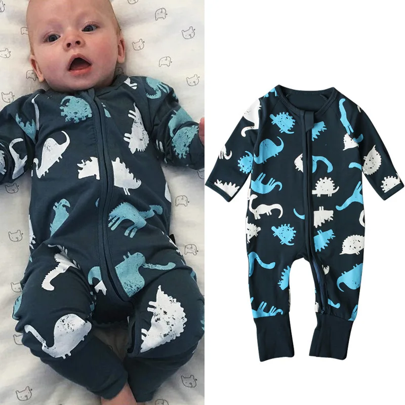 

0-3T Newborn Kid Baby Boys Girls Clothes Autumn Winter Print Romper Cute Sweet Long Sleeve Romper Zipper Fashion Body Outfit
