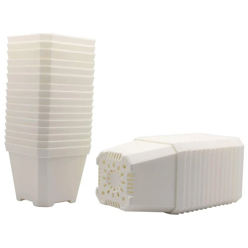 

30 Packs of Plastic Square Flower Pots, Seed Germination Flower Pots with Germination Holes, 3.90 Inches