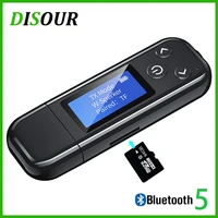 disour usb bluetooth 5 0 audio transmitter receiver lcd display 3 5mm aux rca stereo wireless adapter built in battery for tv pc