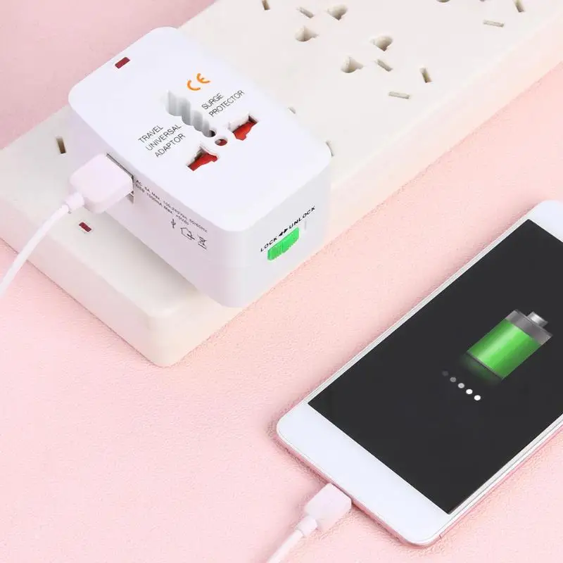 Универсальный переходник с двумя usb-разъемами, многофункциональная дорожная розетка, адаптер с защитой, защитная перегородка, индикатор питания, лампа