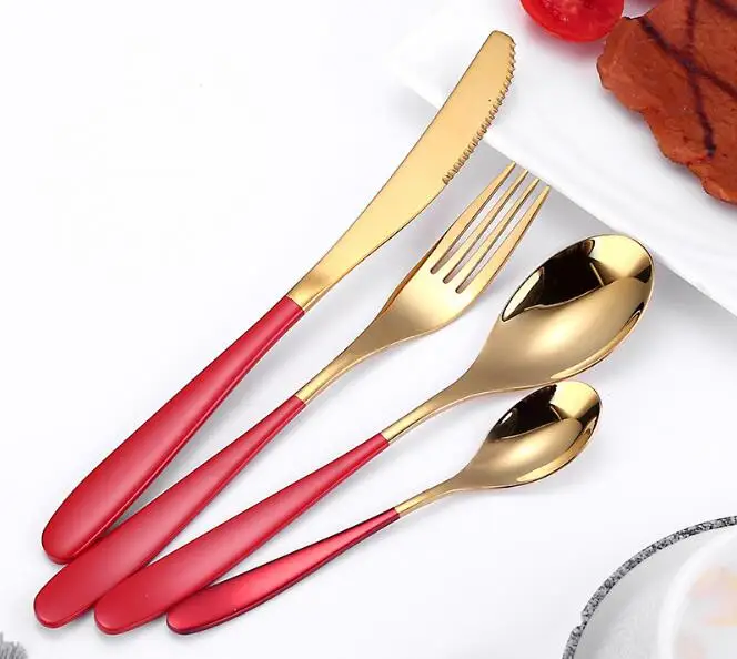 1 Набор стальных столовых приборов набор золотых из нержавеющей стали
