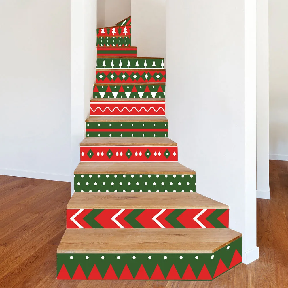 6 шт./13 шт. Рождественский Декор виниловые Стикеры для лестницы DIY X mas наклейки