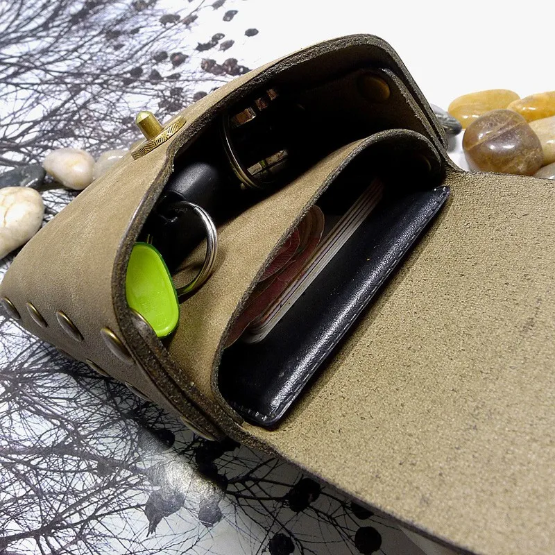 

Sale Mini Waist Bag Genuine Leather Small Belt Pack Hand-made Driver's License Case Card Holder Car Key Pouch Men Women MGD-J