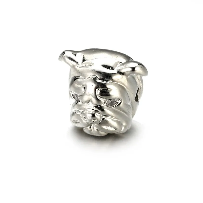 2 шт./лот белые медные бусины в форме головы мопса быка собаки подвески