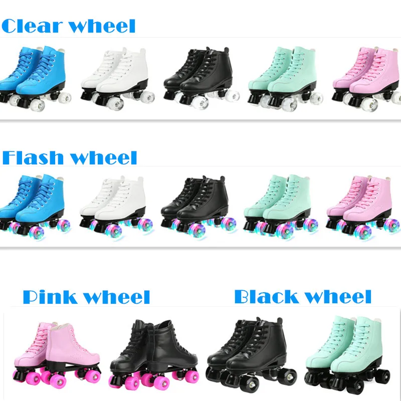 Из искусственной кожи роликовые коньки унисекс квадратные двойные две линии