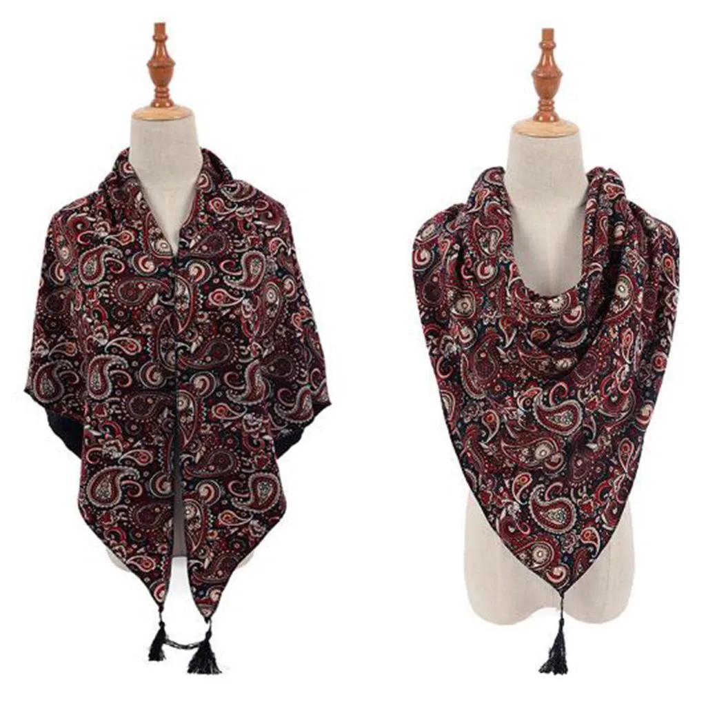 Унисекс TotemColorful Wind/теплые флисовые вязаные шарфы, Национальный зимний теплый плюс бархатный Треугольная шаль шарф