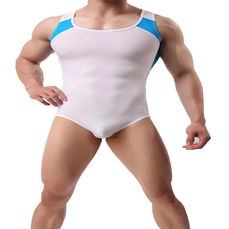 Комбинезон мужской бесшовный пикантное нижнее белье трико майка комбинезон