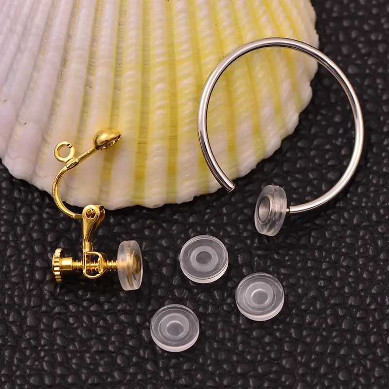 

10pcs Clear Anti-pain Round Plastic Ear Clip Pad Diy Earring Findings Jewelry Making Accessories