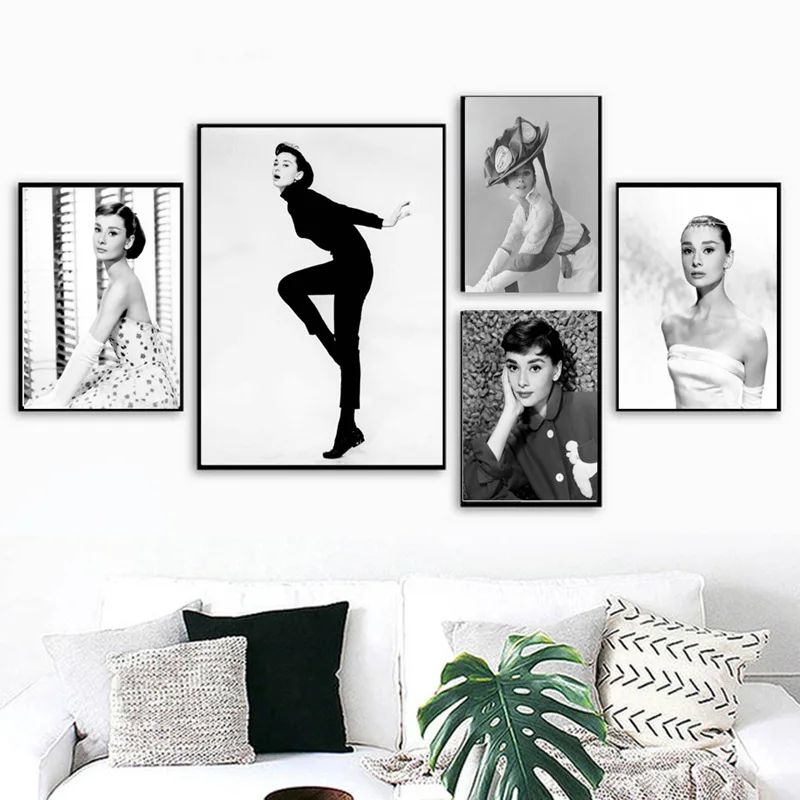 Декоративная картина Одри Хепберн без рамки настенная роспись постер на холсте