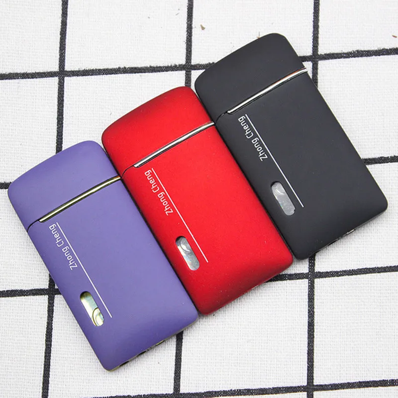 Газовая турбо фонарь жигалка с окошком ультратонкая металлическая зажигалка для