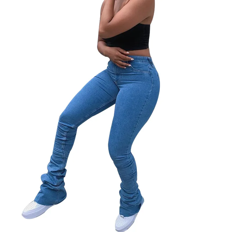 

High Waist Tight Casual Denim Stack Pants Woman Pants Stacked Pants Joggers Women Streetwear Women Stacked Leggings
