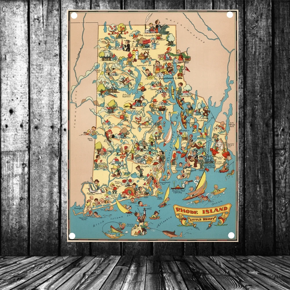 Соединенные Штаты опубликованная в 1935 карта Род острова большой винтажный